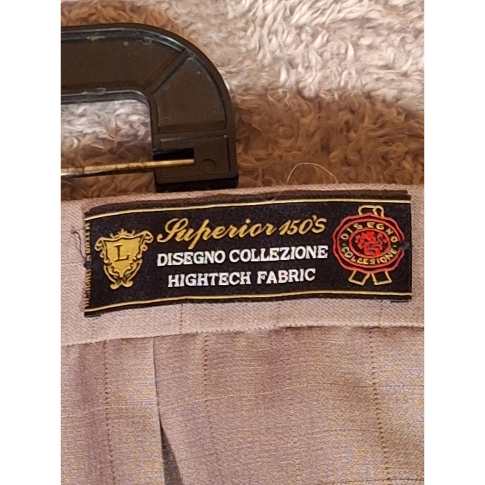 Luca Rossi Mens Plaid Wrinkle Resistant Slacks Trousers W48 I30 Taupe Capri NEW - Picture 5 of 12